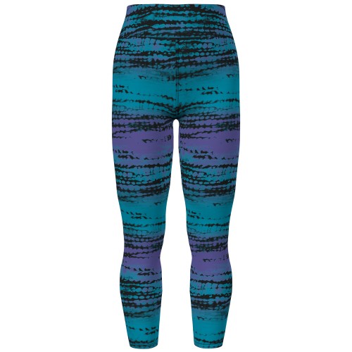Single Print - Leggings: Black Teal Purple Dye